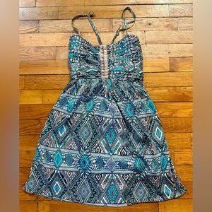 Billabong Dress with Blue and Black Geometric Pattern
